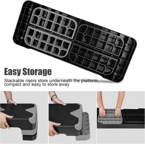 Vista 4 de Adjustable Exercise Workout Aerobic Stepper Step Platform Trainer
