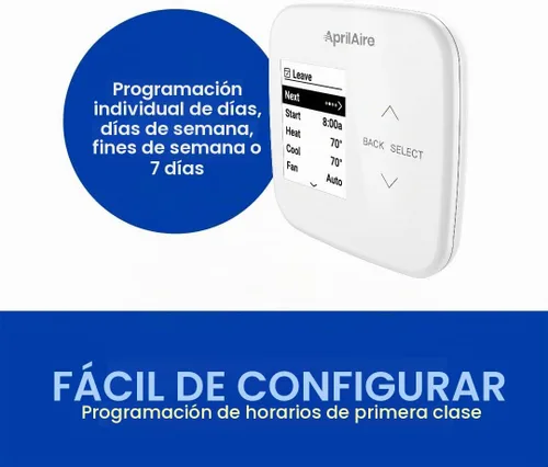 Vista 5 de AprilAire S86WMUPR Termostato programable Wi-Fi, multietapa universal con control IAQ, etapas de calor/frío 2H/2C o etapas de bomba de calor 4H/2C