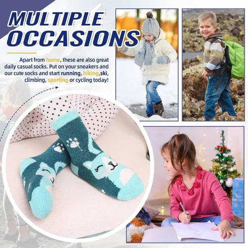 Vista 18 de Eocom 6 pares de calcetines de invierno cálidos de lana para niños y niñas