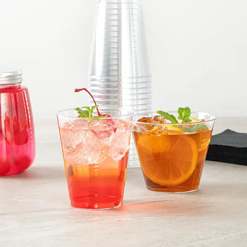 Vista 10 de Restaurantware RW Base - Vasos de fiesta de 8 onzas, 20 vasos de chupito desechables, con borde enrollado, vaso de cóctel de plástico transparente