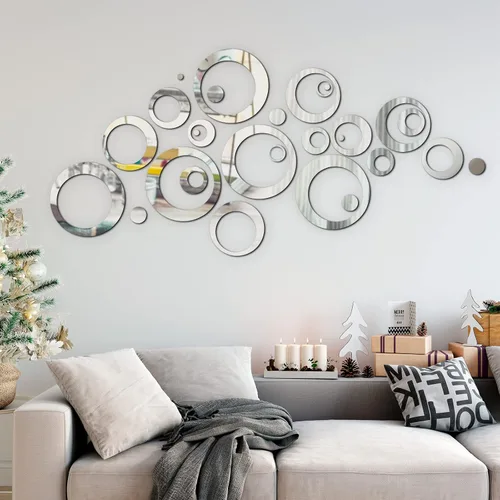 Vista 8 de Shappy 96 piezas de espejo circular, calcomanías de pared extraíbles para decoración de pared, calcomanías de espejo para sala de estar, dormitorio