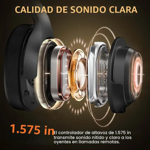 Vista 5 de EKSA Trucker - Auriculares Bluetooth con micrófono, auriculares inalámbricos de 164 pies con cancelación de ruido AI (ENC), 57 horas de trabajo