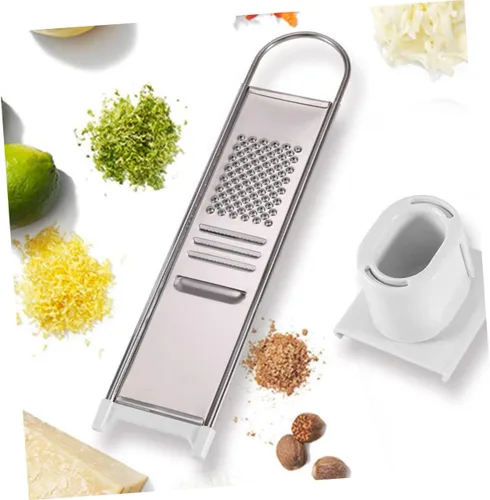 Vista 9 de SHOWERORO Rallador de ajo, protectores de dedos, rallador de verduras de mano para queso, patata, jengibre, rebanar necesidades