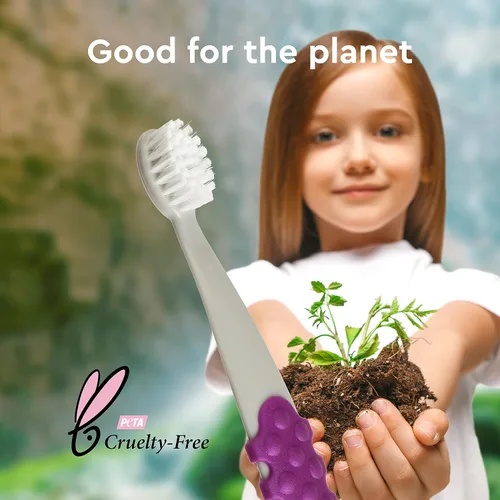 Vista 5 de RADIUS Totz Plus Brush - Cepillo de dientes para niños, sedoso, suave, sin BPA, aceptado por la ADA, diseñado para dientes delicados y encías