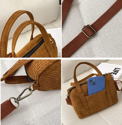 Vista 6 de Bolsos cruzados para mujer de pana, bolsos de hombro, bolsos cruzados, carteras, carteras, bolso pequeño de mano 2023
