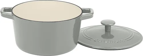 Vista 25 de Cuisinart Freidora de pollo de hierro fundido de 12 pulgadas con tapa, capacidad de 4.5 cuartos de galón, interior esmaltado de porcelana, apta