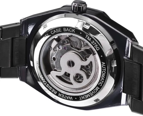 Vista 5 de FORSINING Reloj Vintage para Hombres Grabado Automático de Cuerda Automática Mecánico Esfera Grande Luminosa Fase Lunar Dorado Hueco Patrón de Negro