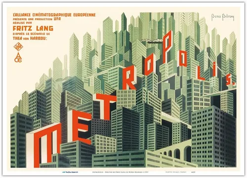 Vista 11 de Metropolis - Directed by Fritz Lang - Vintage French Film Movie Poster by Boris Bilinsky c.1927 - Master Art Print (Unframed) 6in x 9in