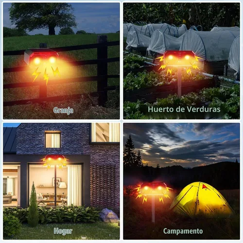 Vista 6 de Qualirey - 2 unidades de alarma solar con sensor de movimiento para exteriores con estaca disuasorio de animales, sensor de ladridos de perro, 13