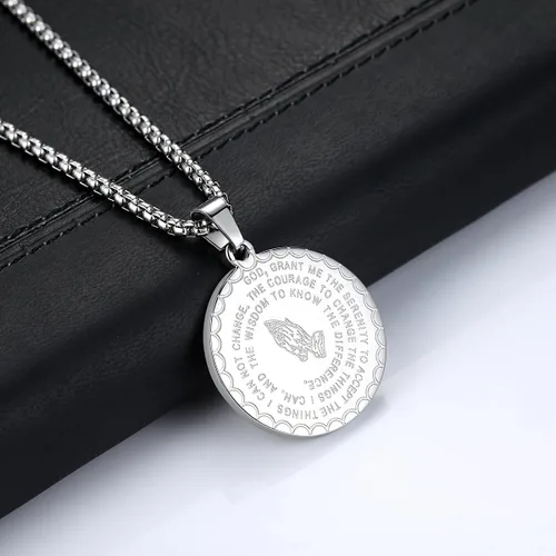Vista 4 de Molike - Collar con colgante en forma de moneda de acero inoxidable para hombre y mujer
