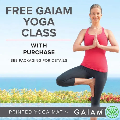 Vista 4 de Gaiam - Esterilla de yoga premium de 5mm con estampado, gruesa y antideslizante para todo tipo de yoga, pilates y entrenamientos en el suelo