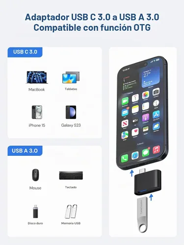 Vista 7 de Lector de Tarjetas SD, Adaptador de Tarjeta Micro SD a USB 3.0 de Dockteck, Lector de Tarjetas de Memoria SD de 5G, Adaptador USB A - C, Lector