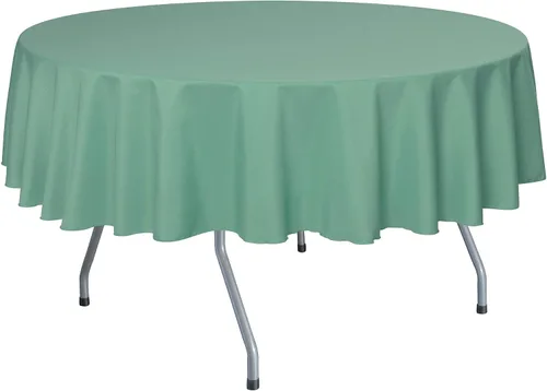 Vista 38 de Ultimate Textile Mantel redondo de lino de poliéster de 60 pulgadas, se adapta a mesas de menos de 60 pulgadas de diámetro, naranja neón