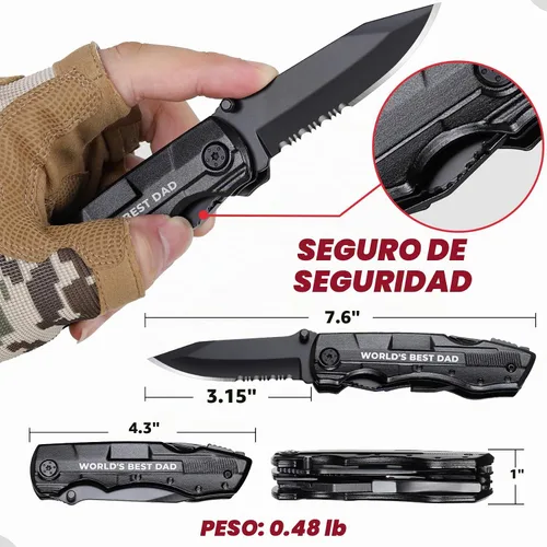 Vista 3 de El mejor regalo para papá, cuchillo multiherramienta del mundo, regalo del día del padre, regalo de cumpleaños de hija e hijo, multiherramienta