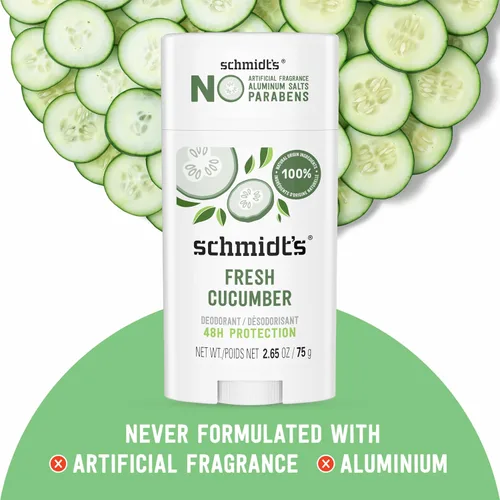 Vista 4 de Schmidt's - Desodorante natural unisex Fresh Cucumber, sin aluminio, sin olores por 24 h, certificado como natural, vegano y libre de crueldad