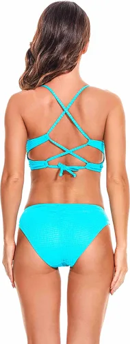Vista 3 de Lucky Brand Women's Golden Wave Bralette Bikini Top-Adjustable, Swimwear Separates