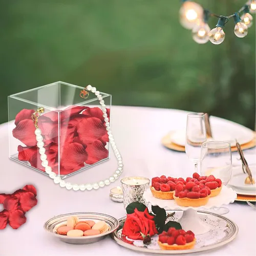 Vista 4 de Cesta de niña de flores,Cesta de boda,Cesta de pétalos con cinta,Soporte de flores de acrílico para confeti (plástico)