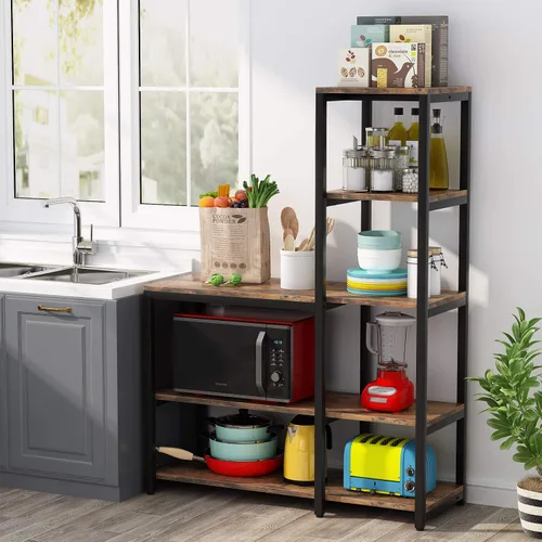 Vista 4 de Tribesigns Estante para hornear de cocina de 5 niveles con estante de almacenamiento, soporte independiente para horno de microondas, estante