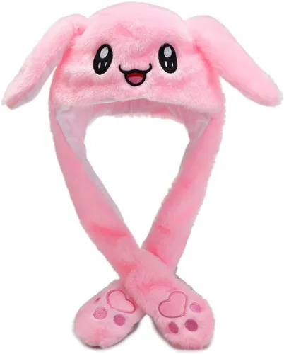 Vista 5 de Sombrero de conejo con orejas móviles, diadema de orejas de conejo de felpa, para Halloween, animales, Pascua, cosplay, conejo