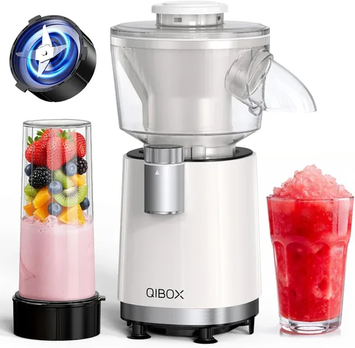 Vista 10 de QIBOX Máquina de Conos de Nieve y Licuadora de Batidos 2 en 1, Potente Máquina de Hielo Raspado de 700W, Máquina de Granizados, Preparador
