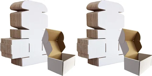 Vista 21 de HORLIMER Paquete de 40 cajas de envío de 5 x 5 x 5, caja de cartón corrugado blanco para correo, embalaje, pequeñas empresas