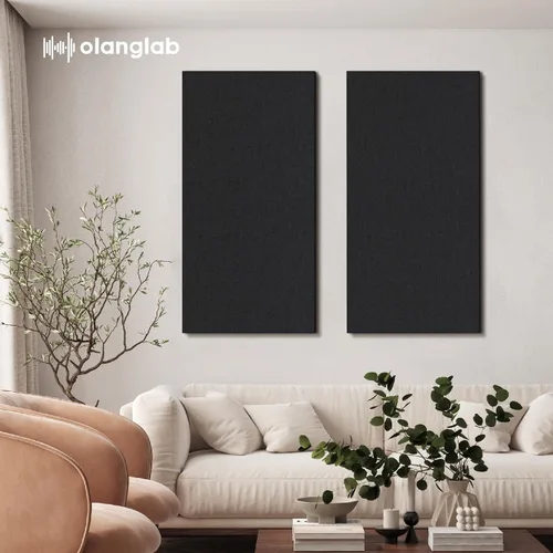 Vista 5 de Olanglab Paquete de 2 paneles acústicos, paneles de sonido grandes de 48 x 24 pulgadas, paneles de espuma a prueba de sonido envueltos en tela