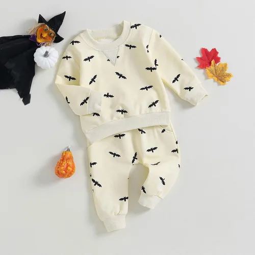 Vista 18 de Karwuiio Conjunto de disfraz de Halloween para bebé, sudadera de manga larga y pantalones para otoño