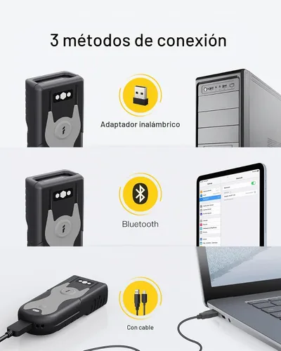 Vista 4 de Inateck Escáner de código de barras Bluetooth 1D Adaptador USB 2.4Ghz