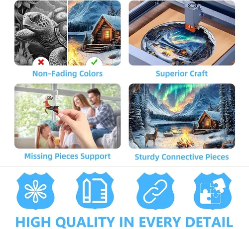 Vista 4 de Rompecabezas de madera para adultos, rompecabezas plano con efecto visual 3D, rompecabezas de madera Aurora World para adultos, rompecabezas