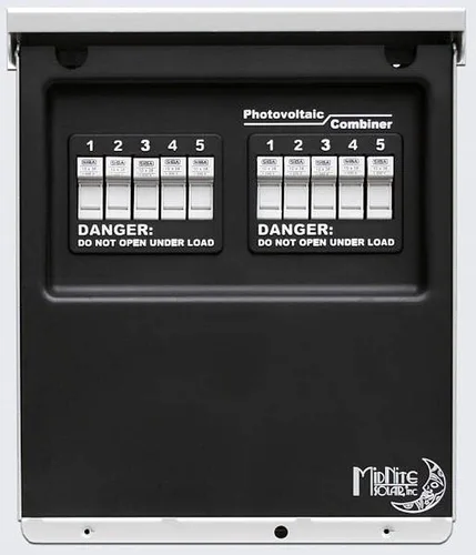 Vista 2 de Midnite Solar Mnpv12, caja de conexiones fotovoltaica para 12 interruptores