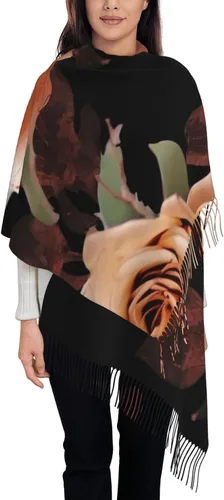 Vista 10 de Bufandas para mujer, bufanda cálida de invierno, con borla, manta de gran tamaño, bufandas de color negro, melocotón, rosa, chal