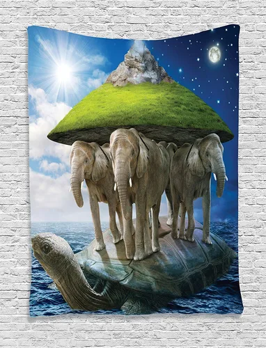 Vista 21 de Ambesonne Tapiz vintage, pintura de paisaje acuático chino, impresión artística nostálgica, concepto de acuarela nostálgica, colgante de pared ancho