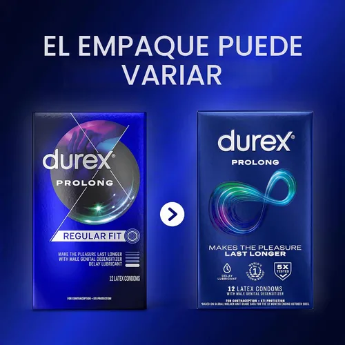 Vista 12 de Durex Prolonga preservativos con lubricante retardado, condones acanalados
