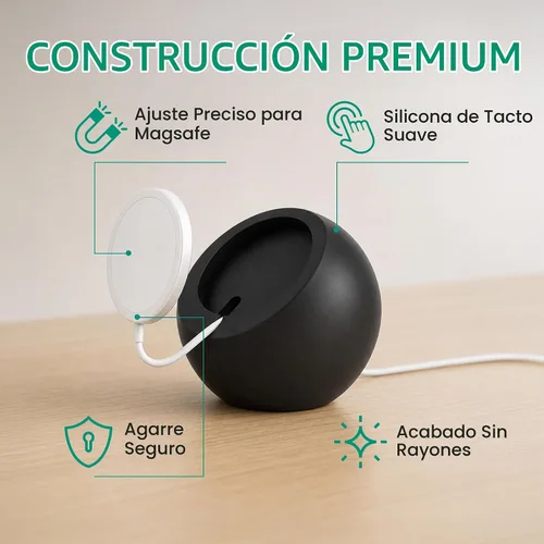 Vista 7 de Soporte de cargador inalámbrico, compatible con MagSafe, iPhone 12-18 Negro