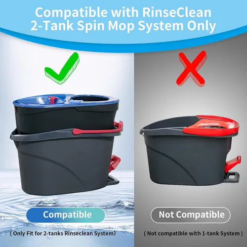 Vista 2 de Paquete de 4 cabezales de repuesto para trapeador giratorio compatible con el sistema RinseClean de 2 tanques, solo repuestos de microfibra (4)