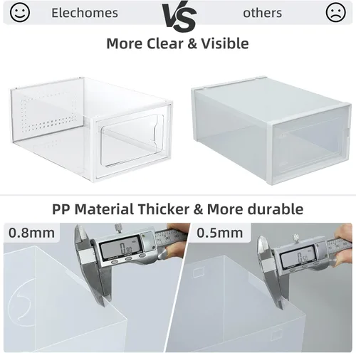 Vista 4 de Elechomes Cajas de zapatos apilables de plástico transparente, paquete de 18 unidades, organizador de zapatos de primera calidad, almacenamiento