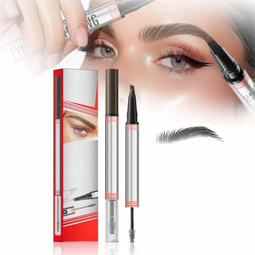 Vista 9 de 2024 Nuevo Lápiz de Cejas 2 en 1 con Gel, Lápiz de Cejas Mágico Resistente al Agua, Lápiz de Cejas de Microblading 3D de Doble Punta con 4 Puntas