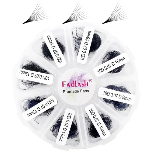 Vista 41 de Extensiones de pestañas de volumen Premade Fans Extensiones de pestañas 10D C/D rizadas