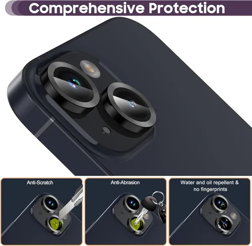 Vista 5 de Suoman Protector de lente de cámara para iPhone 14 de 6.1 pulgadas, protector de lente de cámara de 6.7 pulgadas, película de vidrio templado 9H