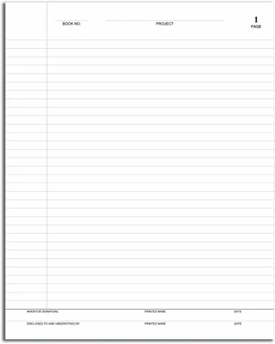 Vista 5 de BookFactory (LRU-168-SRS-A-LKT1) cuaderno color negro de laboratorio, grado profesional, 168 páginas, 8" x 10", a rayas, con tapa cocida dura negra