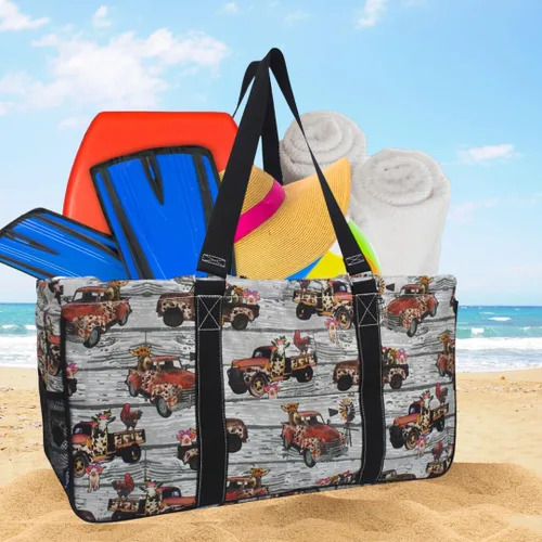 Vista 250 de NGIL Bolsa de comestibles reutilizable extra grande plegable de gran tamaño para comestibles, almacenamiento, picnic, playa, Estampado