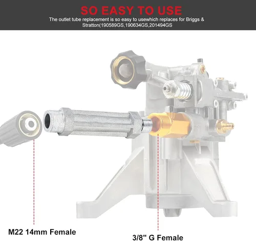 Vista 6 de Piezas para lavadora a presión, repuesto de tubo de salida 201497GS 190589GS 190634GS para piezas de lavadora eléctrica Craftsman, compatible
