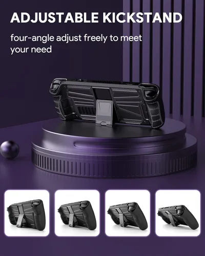 Vista 3 de Anywest Protective Case for Steam Deck, TPU and PC Protective Cover Case with Adjustable Kickstand, Four-Angle Stand Base Protector, Non-Slip