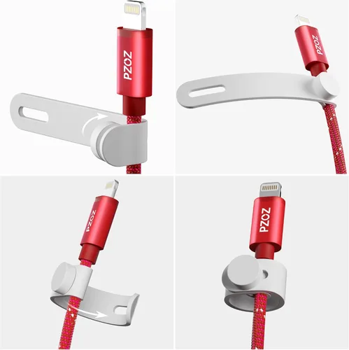 Vista 4 de PZOZ Bridas magnéticas reutilizables para cables, organizador de cables de silicona elástica, soporte de gestión de correas para iPhone, cargador