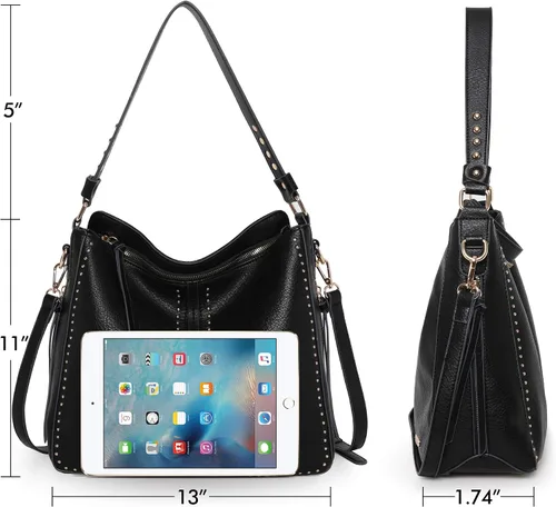 Vista 5 de Montana West Hobo Handbag for Women Large Purses and Handbags with Studs and Crossbody Strap
