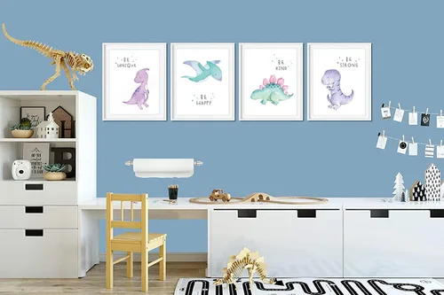 Vista 2 de Gubrandin Póster de acuarela con frase motivacional, con cita motivacional, decoración de habitación del bebé, decoración de animales divertidos
