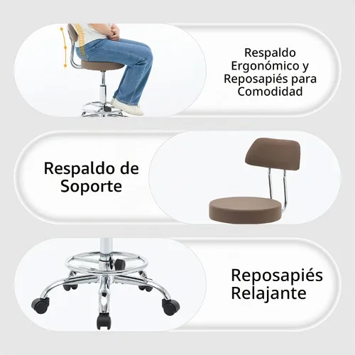 Vista 6 de FIRAVOE Silla de dibujo de oficina (taburete de oficina rodante) (reposapiés de altura ajustable, silla de masaje de 19.5 a 26.6 pulgadas), taburete