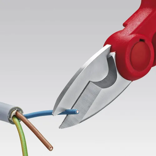Vista 4 de KNIPEX Tools - Tijeras de electricista (9505155SBA) y alicates de punta larga con cortador, paquete multicomponente (2612200)