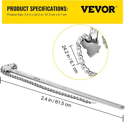 Vista 7 de VEVOR Llave de cadena de tubo de 24 pulgadas Llave de cadena resistente de 6.7 pulgadas