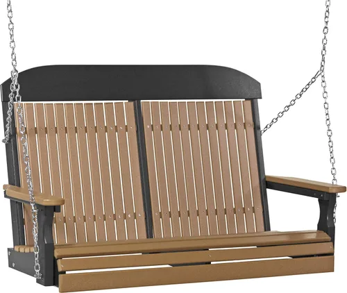 Vista 10 de LuxCraft Columpio clásico de poliéster de 4 pies con respaldo alto, fabricado con plásticos reciclados, fabricado en Estados Unidos (caoba antigua)
